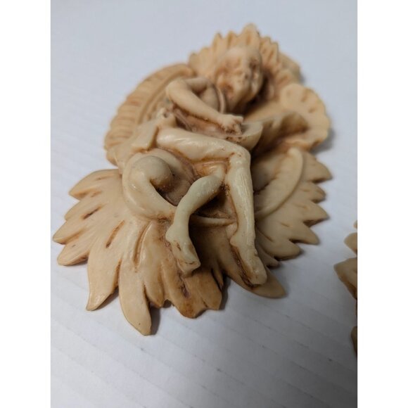 Italian Lava Stone tuff Resin Wall Plaques Musical Figures - Set Of 2 9 inch - Picture 3 of 14